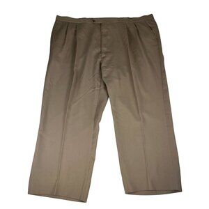 Sansabelt Slacks Dress Pants Men 48x25 Tan Straight Leg Pleated Formal Business
